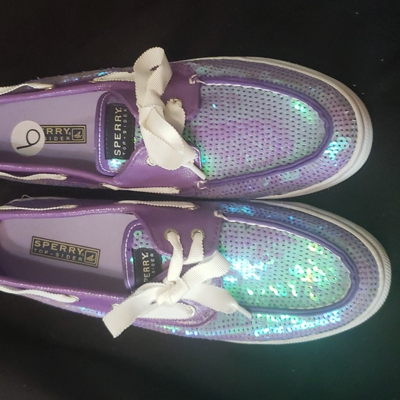 Sperry top-Sider purples sequins dress sneakers size 9 awesome condition - Picture 2 of 6